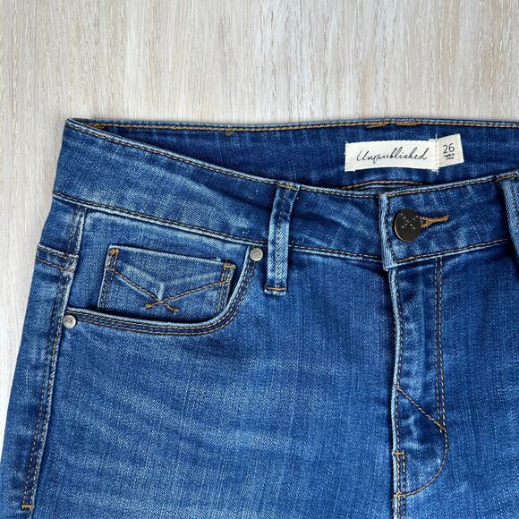 Unpublished Mid Rise Bootcut Raw Ankle 70's Retro Boho Casual Denim Jeans 26 - Picture 3 of 15